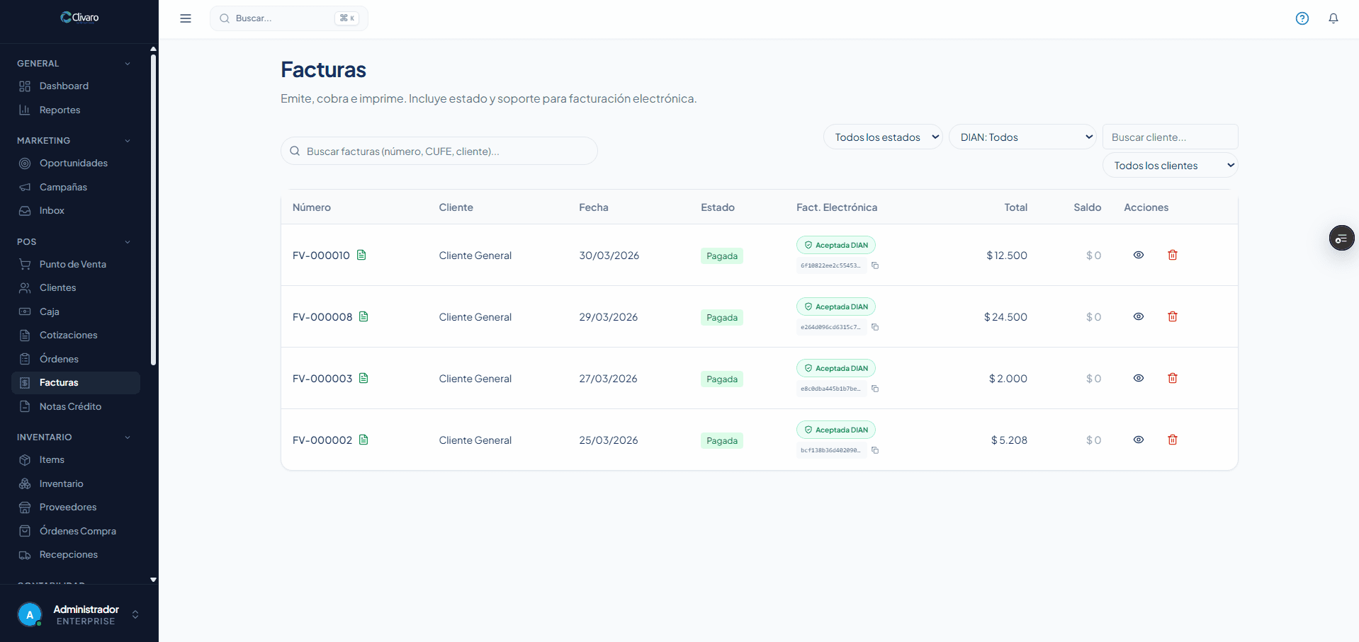 Clivaro Facturación